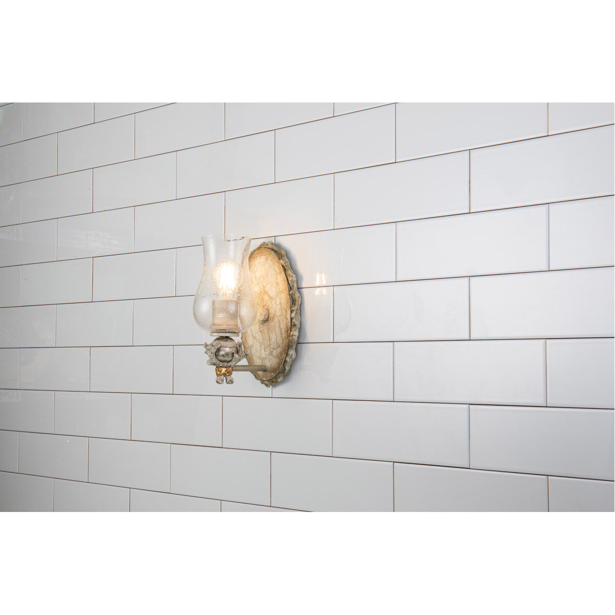Trellis 1 Light 6.5 inch Hand-painted with putty patina and silver leaf orb Bath Light Wall Light